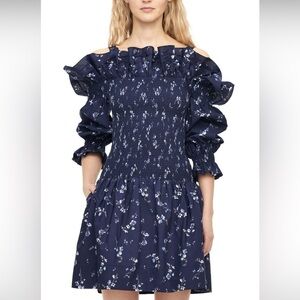 Rebecca Taylor Francine Navy Floral Long Sleeve Dress
